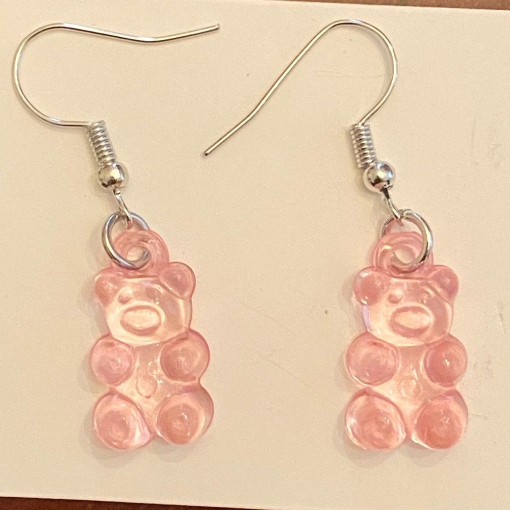 Pink Gummy Bear Dangle Earrings